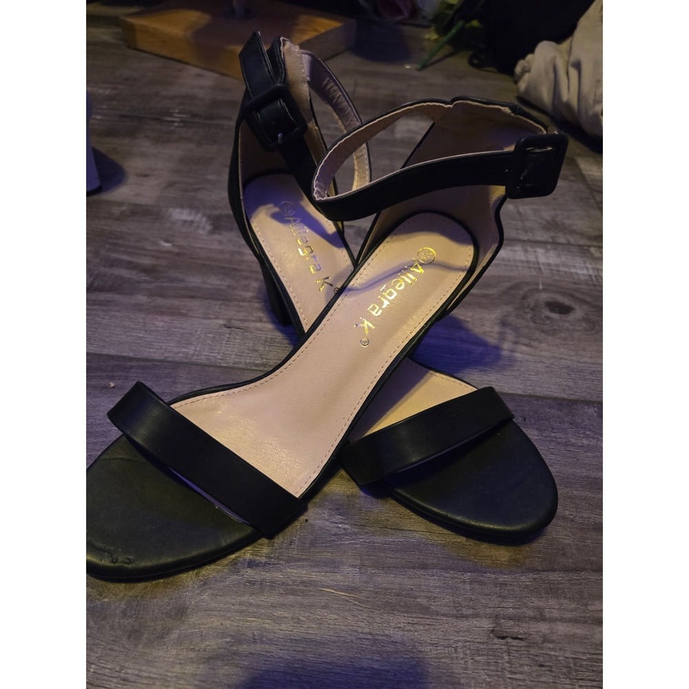 NWOB Allegra K Women's Open Toe Ankle Strap Chunky Heel Sandals Black Size 10.5M